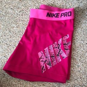 Pink nike pro shorts